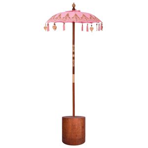 vidaXL Balinesisk parasoll med base 2 stk. Rosa
