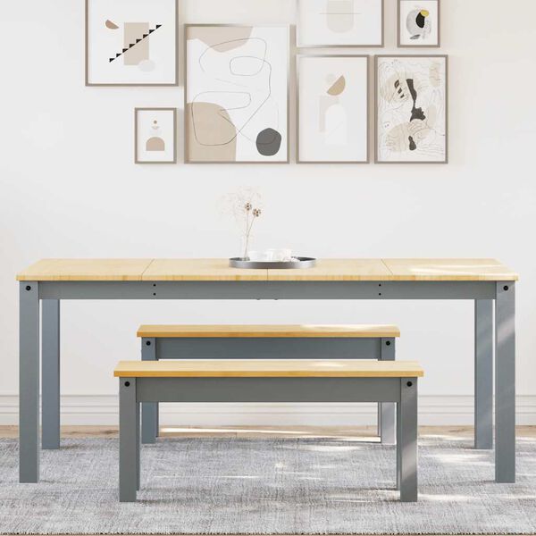 vidaXL Spisestue 3 deler Panama gr&aring; heltre furu