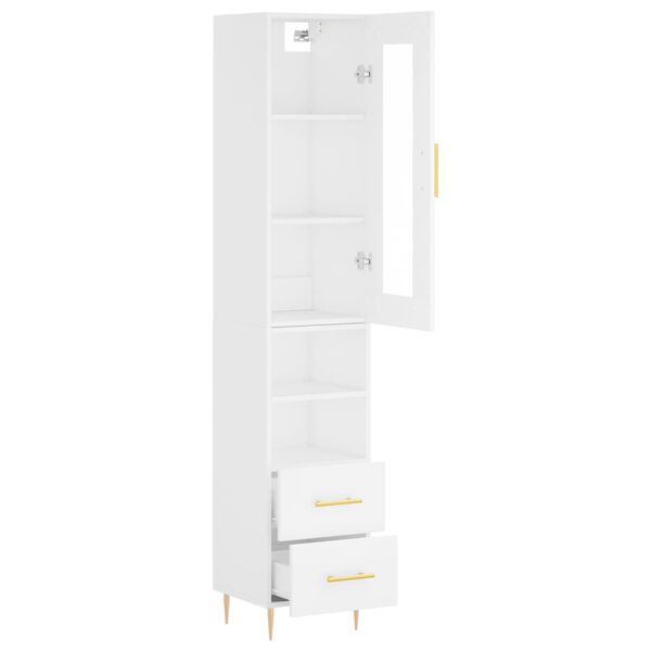 vidaXL Highboard hvit 34,5x34x180 cm konstruert tre