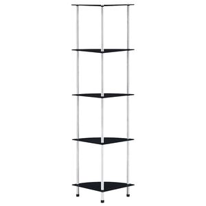 vidaXL Hylle 5 etasjer svart 30x30x130 cm herdet glass