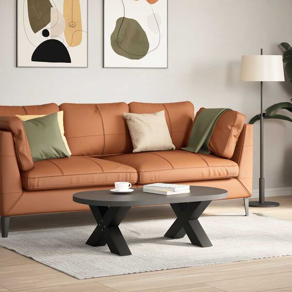 vidaXL Salongbordben X-formet 2 stk svart 60 x (30-31) cm st&aring;l