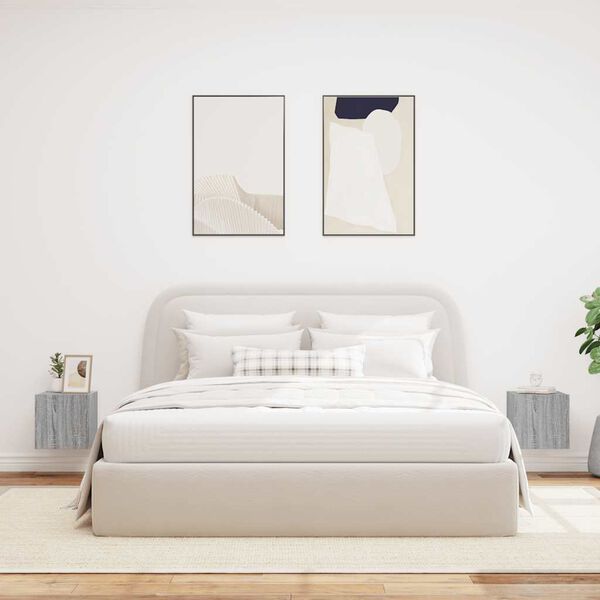 vidaXL Vegghengte TV-benker med LED-lys 2 stk gr&aring; sonoma 30,5x35x30 cm