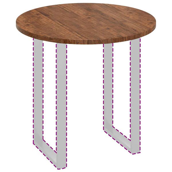 vidaXL Bordplate Mørkebrun Ø 80 x 2.5 cm Solid eik