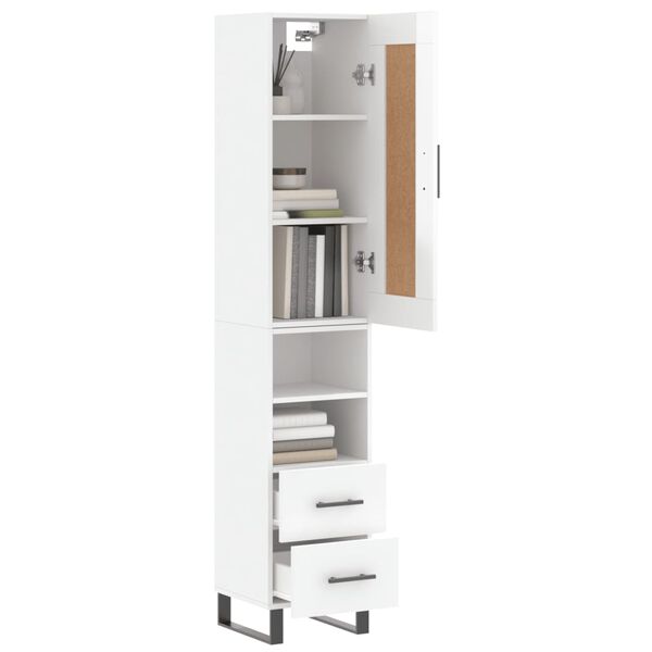 vidaXL Highboard h&oslash;yglans hvit 34,5x34x180 cm konstruert tre