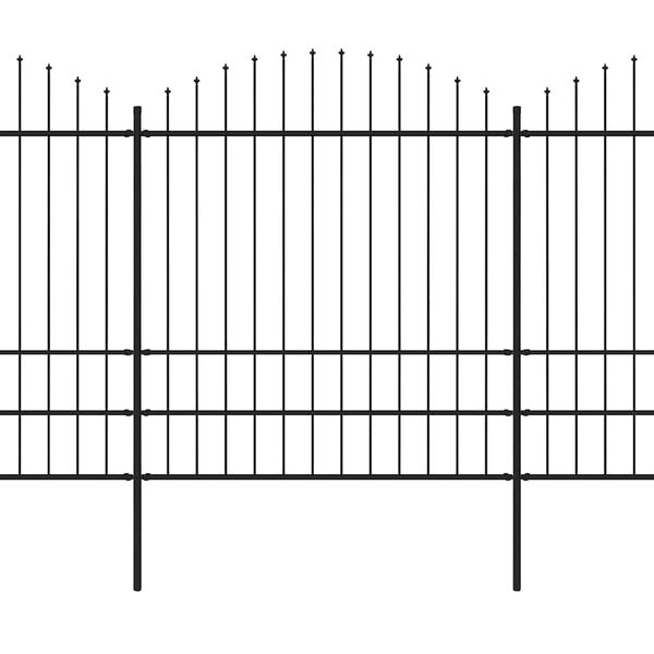 vidaXL Hagegjerde med spydtopp stål 537x200 cm svart
