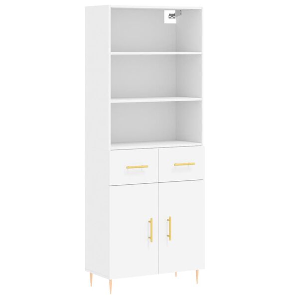 vidaXL Highboard hvit 69,5x34x180 cm konstruert tre