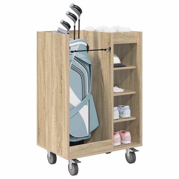 vidaXL Golfskap med hjul Ensfarget Sonoma eik 65 x 45 x 98 cm