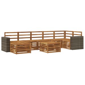 vidaXL Utend&oslash;rs sofa-sett 8 pcs Naturlig Solid akasietre