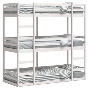 vidaXL Trippel k&oslash;yeseng hvit 75x190 cm heltre furu