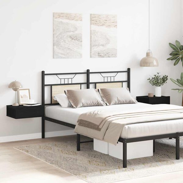 vidaXL Flytende nattbord 2 stk svart eik 40x32x15 cm konstruert tre