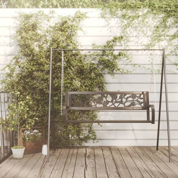 vidaXL Utendørs huskebenk 125 cm stål og plast svart