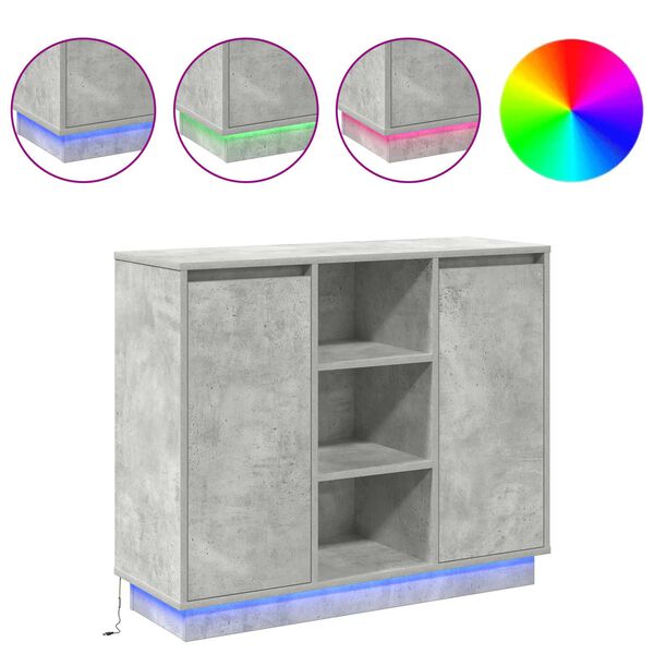 vidaXL LED sideboard Betonggr&aring; 90 x 32 x 75 cm Konstruert tre