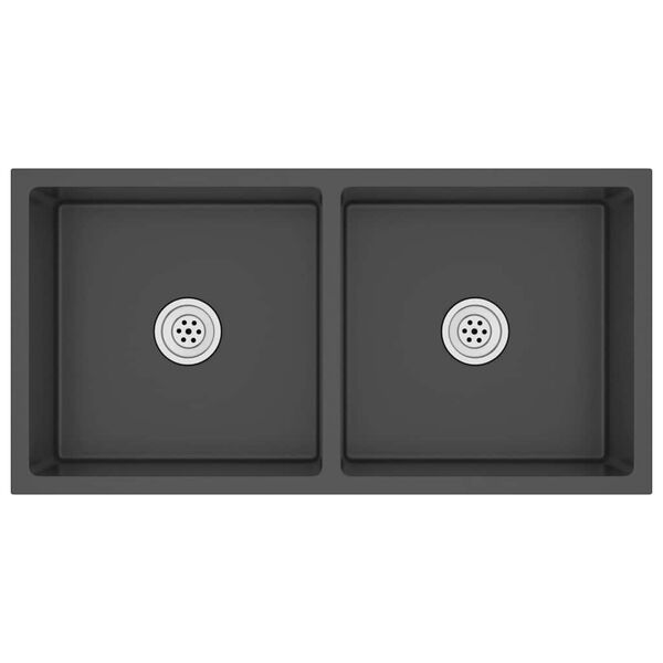 vidaXL H&aring;ndlaget kj&oslash;kkenvask svart rustfritt st&aring;l