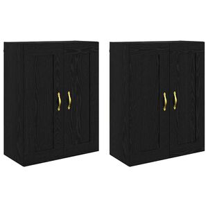 vidaXL Vegghengt skap 2 stk. Svart Eik 69,5 x 34 x 90 cm