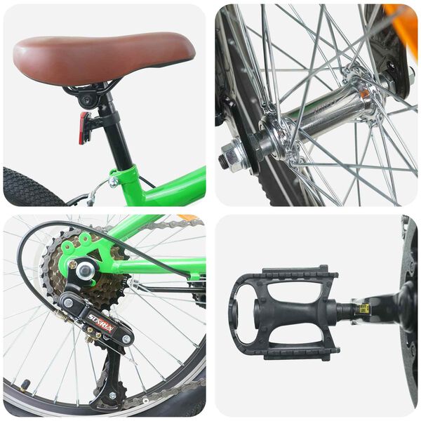 vidaXL Kids Mountain Bike 20 Tommer 6-Speed for 5-8 &aring;r gamle gr&oslash;nn