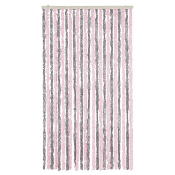 vidaXL Fluegardin sølvgrå og rosa 100x200 cm chenille