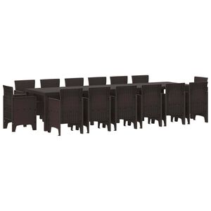 vidaXL Hage Spisegruppe 15 stk. Brun Polt rattan