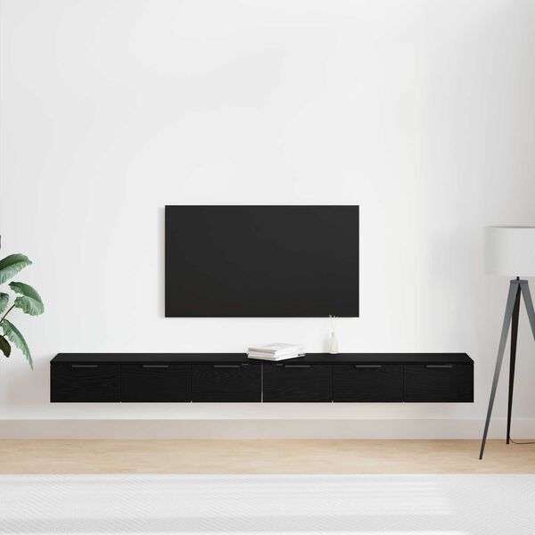 vidaXL Vegghengt skap 2 pcs Svart Eik 102 x 30 x 20 cm Konstruert tre