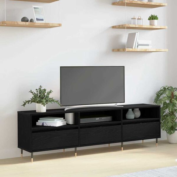 vidaXL TV-skap Svart Eik 150 x 30 x 45 cm Konstruert tre