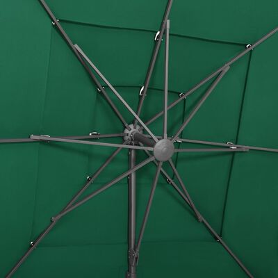 vidaXL Parasoll med aluminiumsstang 4 nivåer 250x250 cm grønn