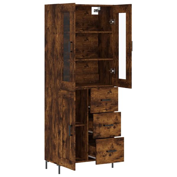 vidaXL Highboard r&oslash;kt eik 69,5x34x180 cm konstruert tre