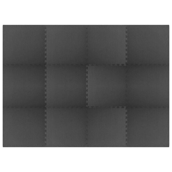 vidaXL Puslespill Treningsmatter 12 pcs Svart 4,32 ㎡ EVA Skum