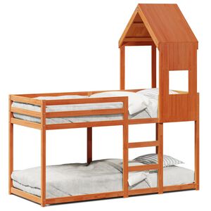 vidaXL K&oslash;yeseng med tak voksbrun 90x190 cm heltre furu
