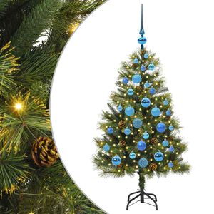 vidaXL Kunstig hengslet juletre med kjegler gr&oslash;nn 120 cm