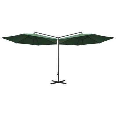 vidaXL Dobbel parasoll med stålstolpe grønn 600 cm