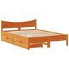 vidaXL Sengeramme med skuffer voksbrun 135x190 cm heltre furu