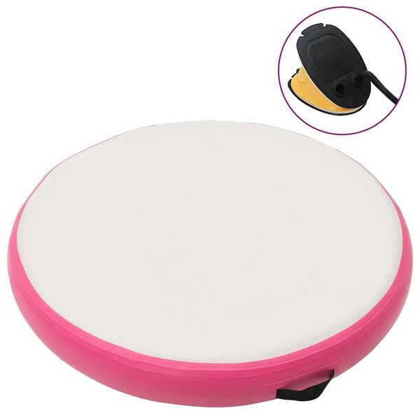 vidaXL Oppbl&aring;sbar gymnastikkmatte med pumpe 100x100x20 cm PVC rosa