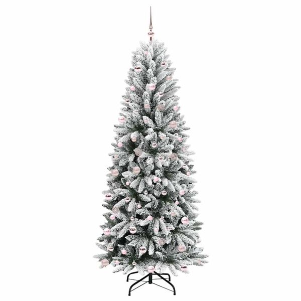 vidaXL Kunstig juletre med 300 LED Hvit 240 cm PVC, plast, st&aring;l og PE