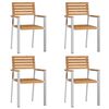 vidaXL HageSpisestueSett 5 pcs Brun MassivTeakTre