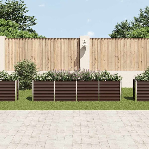 vidaXL Forhøyet hagebed 320x40x77 cm galvanisert stål brun