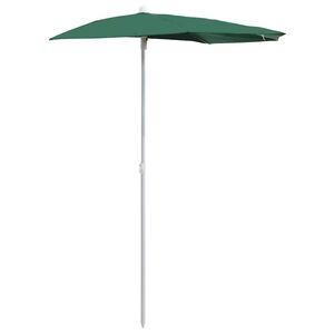 vidaXL Halvrund parasoll med stang 180x90 cm gr&oslash;nn