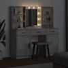 vidaXL Dressingbordsett med LED med d&oslash;r 3 pcs Betonggr&aring; Konstruert tre
