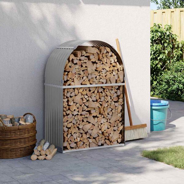 vidaXL Vedholder lysegr&aring; 80x45x120 cm galvanisert st&aring;l