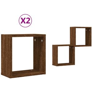 vidaXL Vegghyller kubeformet 2 stk brun eik 30x15x30 cm