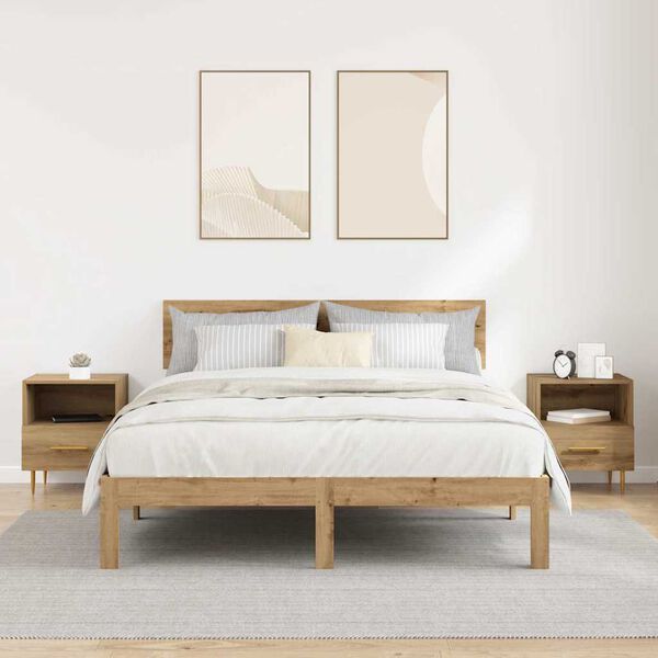 vidaXL Nattbord med skuff 2 pcs Brun 40 x 35 x 47,5 cm Konstruert tre