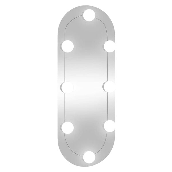 vidaXL Veggspeil med LED-lys 20x50 cm glass oval