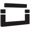 vidaXL TV-benksett Veggmontert 8 pcs Svart Eik Konstruert tre