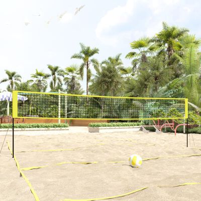 vidaXL Volleyballnett gul og svart 823x244 cm PE stoff
