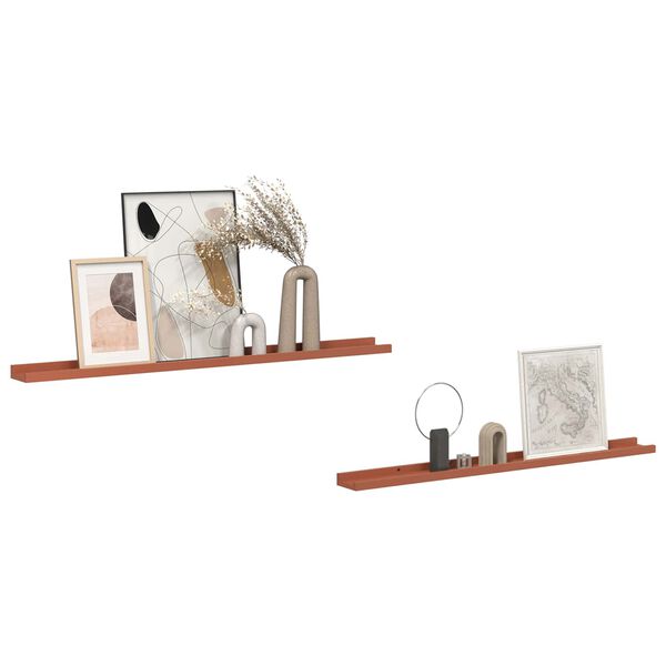 vidaXL Vegghylle med hylle 2 pcs R&oslash;d 100 x 9 x 3 cm Konstruert tre