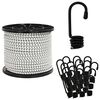 vidaXL Bungee Snorer med Kroker 10 mm 50 m Svart og Hvit PP og gummi
