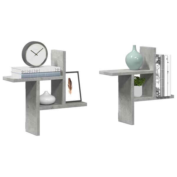 vidaXL Vegghyller 2 stk betonggr&aring; 38x12x38 cm sponplate
