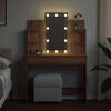 vidaXL Sminkebord med LED artisan eik 96x40x142 cm