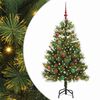 vidaXL Kunstig hengslet juletre med kjegler gr&oslash;nn 150 cm