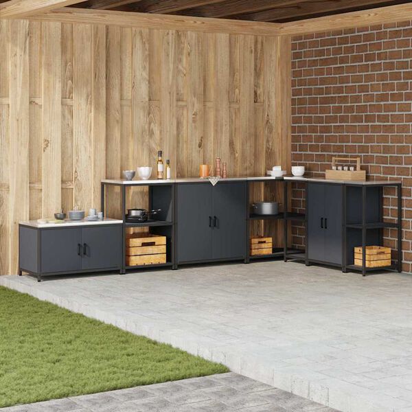 vidaXL Kj&oslash;kkenoppbevaring med hylle Antrasitt 60 x 50 x 92 cm St&aring;l