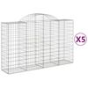vidaXL Gabionkurver buede 5 stk 200x50x120/140 cm galvanisert jern