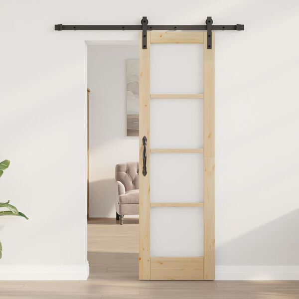 vidaXL Skyvedør ORKDAL Naturlig 61 x 198,5 cm Massivt furutre og glass